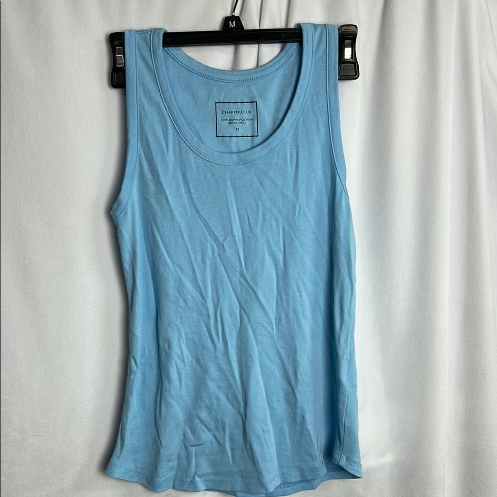 Charter Club Fitted Blue Tank Top